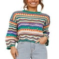 thumbnail image 2 of Pull en Crochet pour Femmes Pull Rayé Crop Top Décontracté Creux, 2 of 6