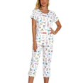 thumbnail image 3 of Defitshape Women's Capri Pajama Set 2 piece Pj Cartoon Printed Chic Cute Cotton Pant Sleepwear Short Sleeve Summer Loungewear Patterned4 Medium, 3 of 5