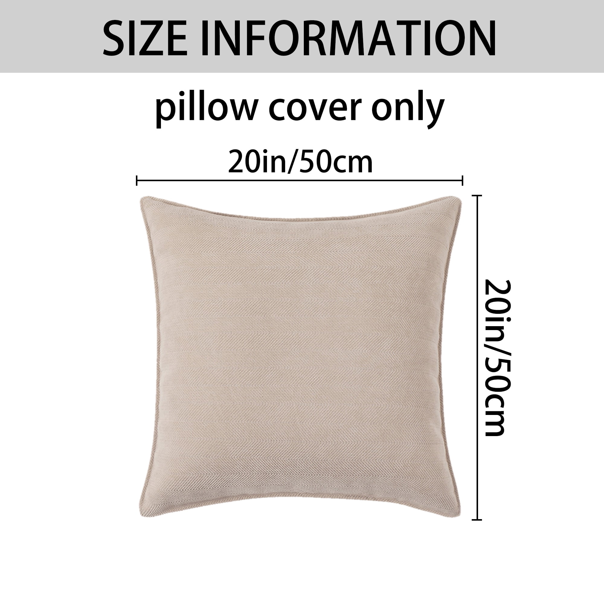Unique Bargains Decorative Soft Chenille Pillow Covers Beige 20 x 20 Inch