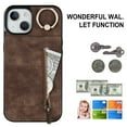 thumbnail image 2 of Nalacover for iPhone 14, Wallet with RFID Credit Card Holder and Zipper Pocket,Drop Protection Flip Cover Ring Holder Kickstand with Double Magnetic Clasp For iPhone 14, Brown, 2 of 12