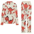 thumbnail image 6 of Cute Red Dinosaur Collection Womens Pyjamas Set Button Up Pyjamas Womens with Long Sleeve Top And Wide Leg Pants V-neck Loungewear Sets, 6 of 9