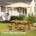 thumbnail image 6 of Yardi Yarda Outdoor Dining Table Set for 6 Person, Dining Table with 10 Feet Umbrella Base, Picnic&nbsp;Table for Outdoor as Yard, Brown, 6 of 19