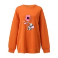 thumbnail image 4 of Oalirro Orange Round Neck Long Sleeve Tops for Women 2024 Women's Round Printed Loose Fitting Sweatshirts Long Sleeve Hoodless Sweatshirts, 4 of 4
