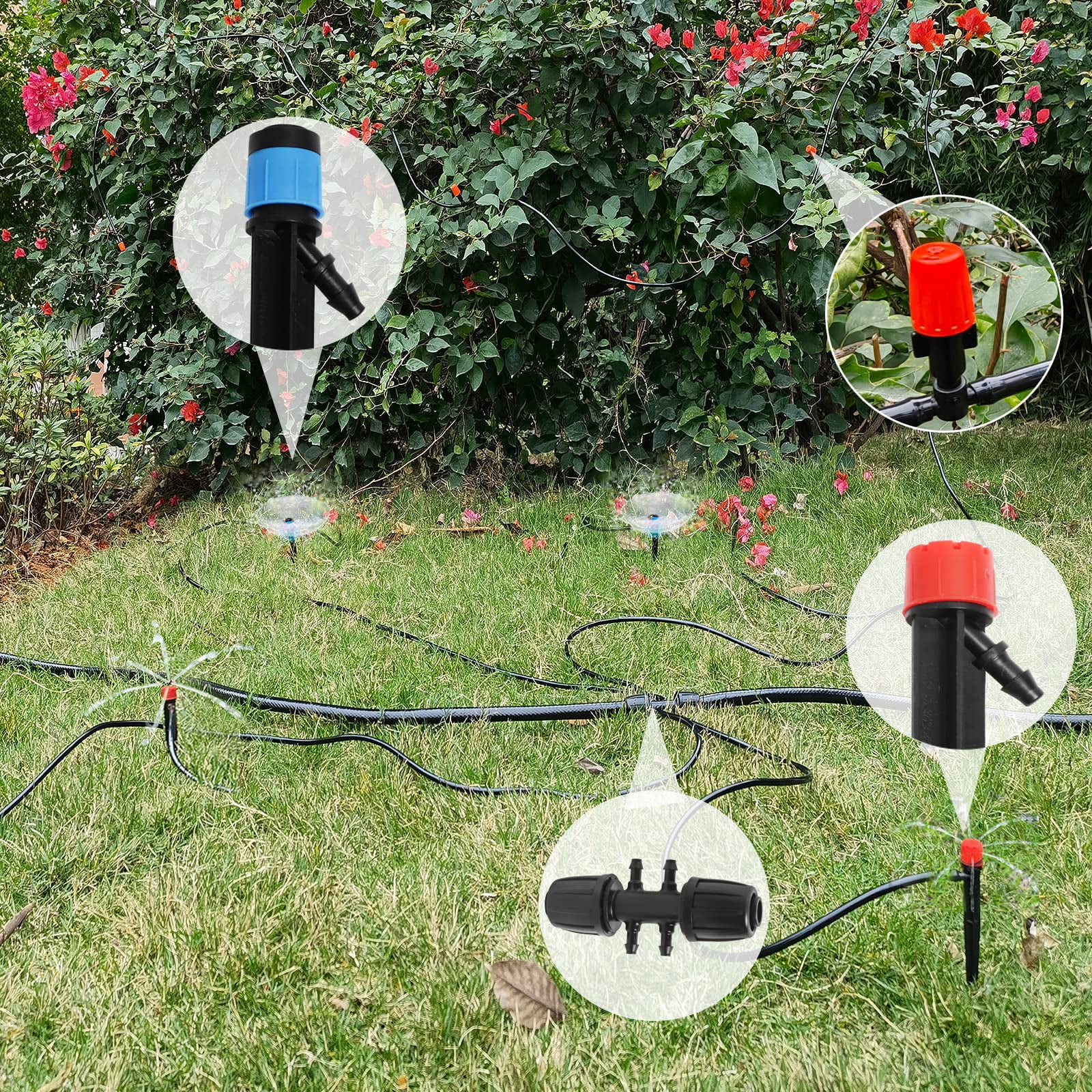 240FT Drip Irrigation System Kit, Automatic Garden Watering Misting System for Greenhouse Yard Lawn