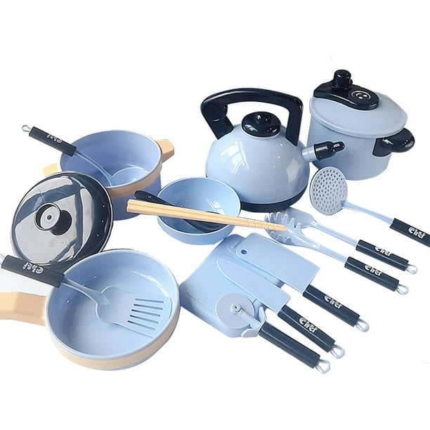 Vogacara Juego de utensilios de cocina para niños, juego de juguetes para niños, utensilios de cocina, juguetes para niños, juguetes de simulación Juguetes Azul Vogacara FN007901-02