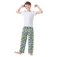 thumbnail image 3 of Wobogo Blue Plaid Lemon Long Pajama Pants Bottoms Soft Sleepwear with Pockets, 3 of 9