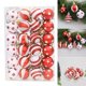 thumbnail image 3 of 24 piezas de bolas navideñas pintadas de 3 cm, mini bolas colgantes de plástico galvanizado, decoración de árbol de Navidad DIY con dibujos animados, 3 of 4