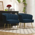 thumbnail image 3 of Morden Fort Velvet Lounge Chair Living Room, Modern Side Chair Vanity Chair with Golden Metal Legs for Living Room Dressing Room Bedroom Home Office Kitchen, Blue, 3 of 17
