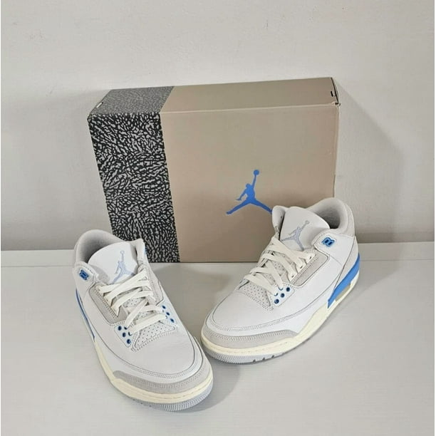 Ni - ke Air Jordan 3 Retro Men's Shoes Size 8 /Summit White-Hydrogen Blue / CT8532-101