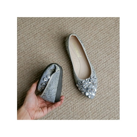

Ritualay Ladies Flat Shoes Slip On Loafers Comfort Flats Fashion Anti-Slip Casual Shoe Party Wedding Non-slip Blue Style F 4.5
