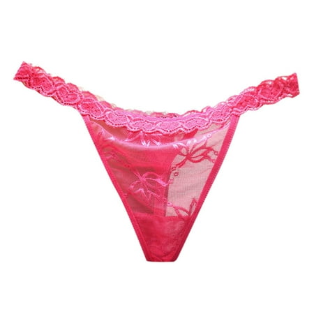 BYHONG Sexy European Open Low Waist Sexy Women s Underwear One Thread Women s T Shirts Thong Women Panties Hot Pink One Size