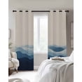 thumbnail image 4 of Blue Beige Ombre Blackout Curtains for Bedroom Living Room Darkening Curtains 63 Inches Long Minimalist Ocean Waves Linen Window Curtain 2 Panels Set Insulated Window Treatment Grommet Drapes 42"x63", 4 of 9