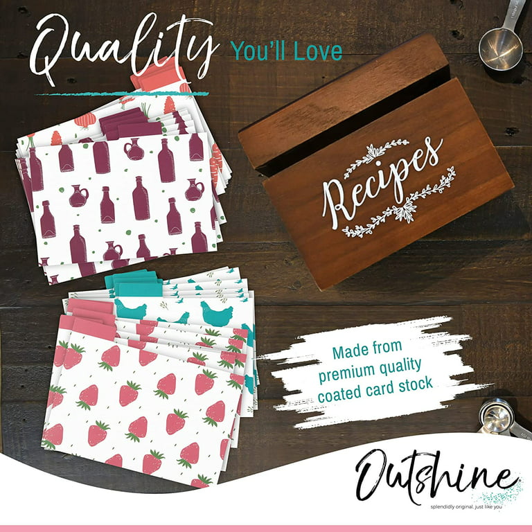 Outshine Premium Recipe Card Dividers 4x6 with Tabs, Farmhouse
