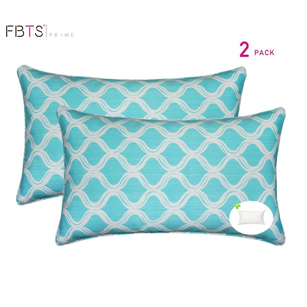 Fbts Prime Outdoor Accent Pillows With Insert Blue 2 Packs Patio Decorative Throw Pillow Covers 20x12 Inch Square Cushions For Couch Bed Sofa Furniture Com Fbts Prime Outdoor Accent Pillows With, Outdoor Accent Pillows