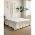 thumbnail image 2 of Weeping Flowers Wrap Around Bed Skirts for Queen Bed 16" Drop,Bed Skirt with Adjustable Elastic Belt Dust Ruffle Bed Valance for Bedroom Hotel Yellow Grey Spring Floral Rustic Burlap Bed Frame Cover, 2 of 7