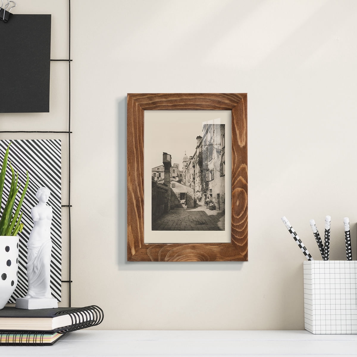 Vintage Views of Venice VIII - Framed Print w/glass - Walnut
