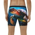 thumbnail image 4 of Salouo Ice Blue Ocean Sea Turtle Pattern Men's Boxer Briefs, Soft & Breathable Underwear Elastic Waistband Briefs for Men,1-Pack, 4 of 7