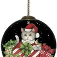 thumbnail image 3 of Christmas Cat with Presents Hand Painted Mouth Blown Glass Ornament, 3 of 4