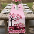 thumbnail image 4 of Valentine's Day Table Runner - 60 Inch Long Romantic Love Tree Branch Truck Roses Ombre Pink Cotton and Linen Blended Dress Scarves Farmhouse Table Runner for Kitchen Dining, Coffee Table, 13" x 60", 4 of 8
