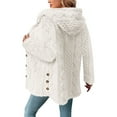 thumbnail image 3 of Fanxing Plus Size Fuzzy Coats for Women Cozy Warm Fleece Hooded Jacket Casual Soft Button Down Teddy Sherpa Outerwear 5XL, 3 of 8