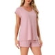 thumbnail image 1 of Conjunto de lounge de 2 piezas para mujer INSPIRE CHIC, suéter de punto, camiseta de manga corta y pantalones cortos, pijama, 2XL, rosa, 1 of 5