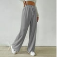 thumbnail image 5 of XFLWAM Women's Pleated Ribbed Sweatpants Drawstring Elastic High Waisted Wide Leg Palazzo Pants Casual Straight Leg Lounge Trousers Gray M, 5 of 8