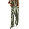 Bibifish Womens Pants Satin Silk High Waist Drape Sports Pants Casual Loose Fit Straight Wide Leg Long Trousers With Pockets