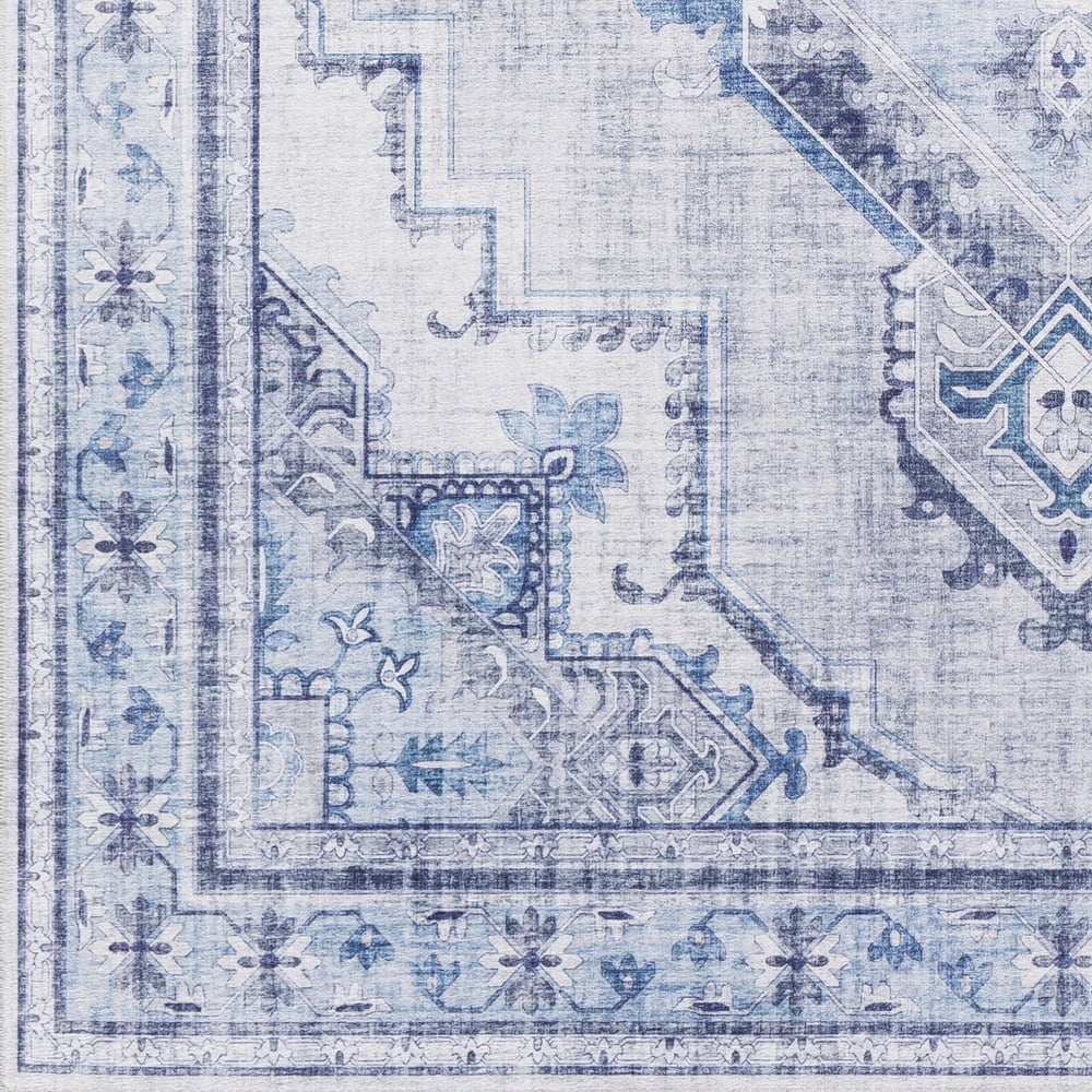 Livabliss Area Rugs for Living Room, 3x8 Iris Traditional Blue Runner Rug, Bedroom Dining Room Home Decor Stain Resistant Carpet (2'7" x 7'7" Runner)