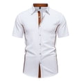 thumbnail image 2 of Button Down Shirt for Men Casual Regular Fit Soft Shirts Solid Color Loose Summer Daily Wear White Size M, 2 of 4
