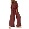 thumbnail image 2 of Aoujea Up to 50% off Womens Sweatsuits Plus Size Solid Color Round-Neck Elastic Waist Pockets Loose Jumpsuit on Clearance, 2 of 8
