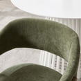thumbnail image 6 of Guyou Modern Dining Chair Set of 4, Chenille Upholstered Dining Room Armchair with Curved Backrest, Mid-Century Wooden Kitchen Side Chairs for Dining Room Living Room, Green, 6 of 8