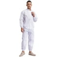 thumbnail image 3 of TiaoBug Men's Resistant Work Outfits Long Sleeve Front Zip Coat And Long Pants Uniform Workwear White L/170, 3 of 7