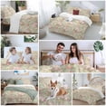 thumbnail image 6 of Pink Flowers Duvet Cover Set, Green Country Botanical Floral Leaves Soft Duvet Cover Queen Size Bedding Set 4 Pieces, 1 Quiltcover and 2 Pillowcases with Zipper, 1 Bed Sheet for All Seasons, 6 of 9