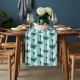 thumbnail image 2 of Palm Tree Striped Table Runner - 70 Inch Long, Kitchen Dining Table Runner Dresser Scarves, Summer Tropical Plant Turquoise Lines Farmhouse Decor for Coffee Tables Wedding Party Banquet, 2 of 8