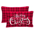 thumbnail image 4 of Jordan Manufacturing 12" x 16" Merry Christmas Red Novelty and Plaid Reversible Rectangular Outdoor Lumbar Throw Pillow with Welt (2 Pack), 4 of 13