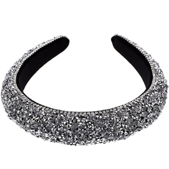 KALLORY Crystal Retro Hair Accessories Embellished Headband Silver 1Set