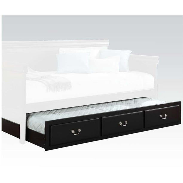 Wooden Twin Size Trundle Bed with Caster Wheels, Black - Walmart.com