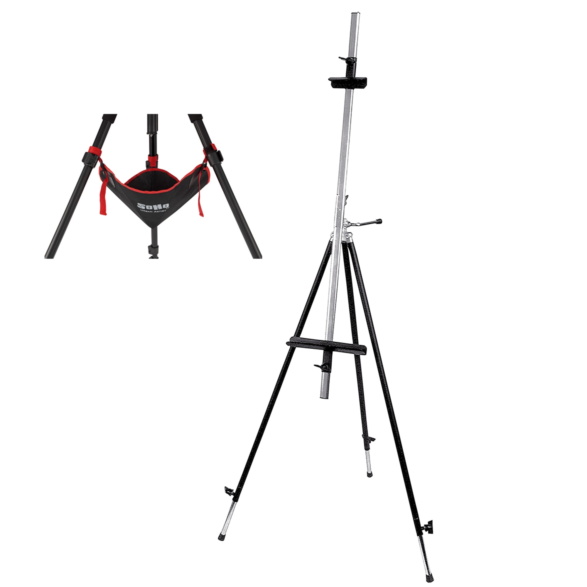 Creative Mark Napoli Art Easel for Adults - Heavy Duty Steel Easel for Vertical or Horizontal Painting with Tripod Weight Bag - Fits Canvases up to 28" - Black Chromium Plated & Varnished Steel