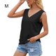thumbnail image 1 of Camiseta de mujer Sexy Hollow Lace Manga corta Cuello en V Top informal suelto, Negro, M Sweethay AP001247-10, 1 of 7