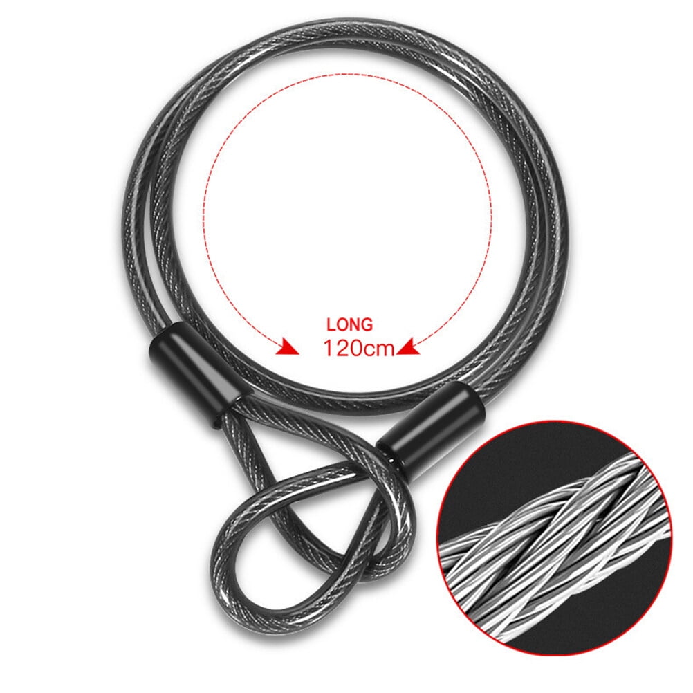 IBASETOY 1Set Bike U-Shaped Lock with Anti Theft Double Side Lock Core and Steel Cable Black