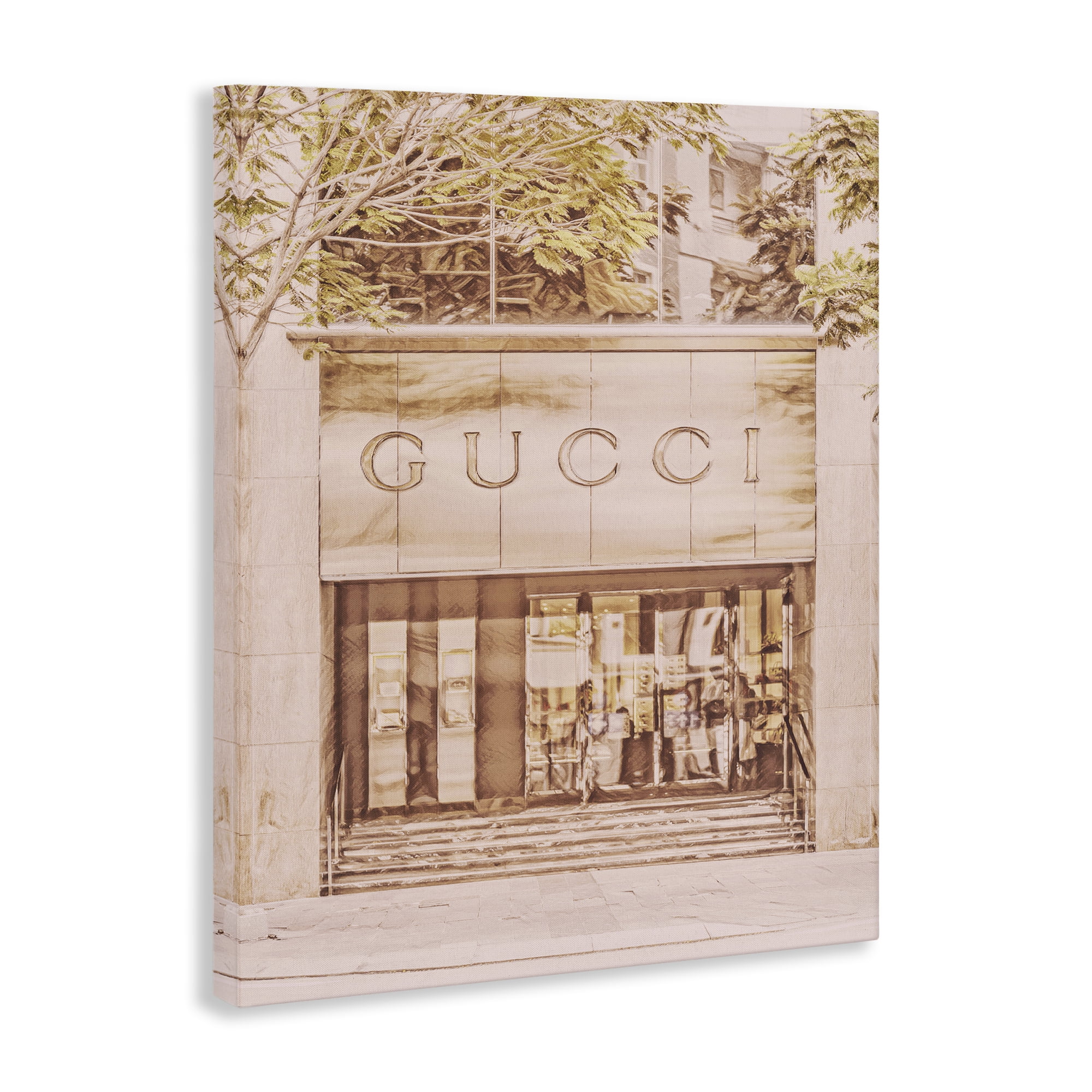 Stupell Industries Pink Designer Storefront Buildings & Architecture Painting Wrapped Canvas Art Print Wall Art, 30 x 40