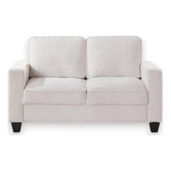 Maklaine 57"W Boucle Loveseat Sofa with USB and Side Pockets in Beige