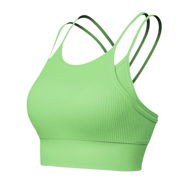 AWZXDE Women Seamless Sports Bra Padded Racerback Crop Top For Workout Yoga And Gym With Crisscross Back Design Green