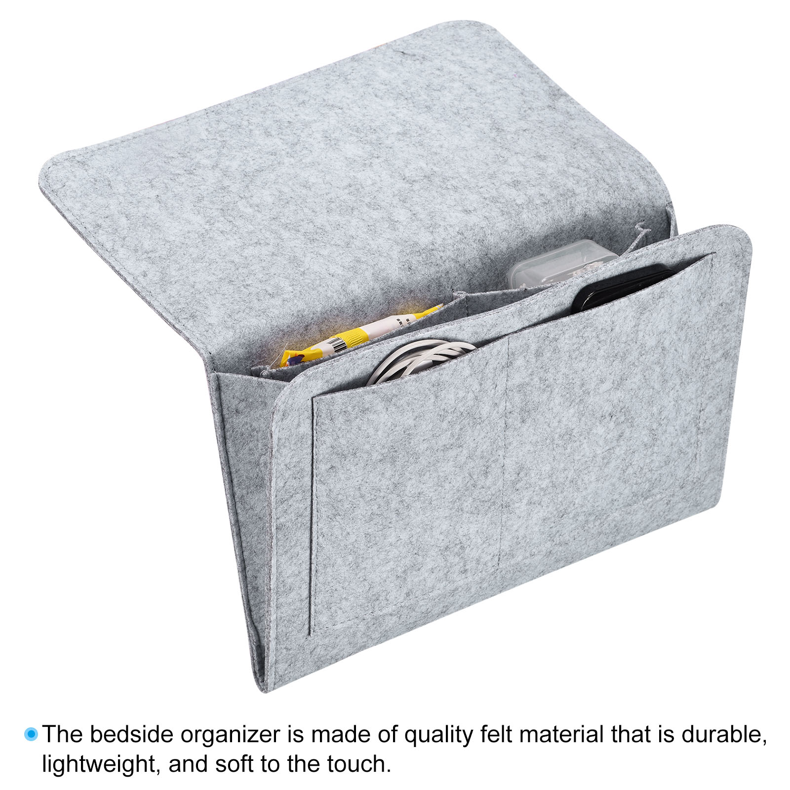 Unique Bargains Felt Bedside Organizer Hanging Caddy Light Grey 12.60" x 8.66" x 3.94"