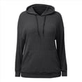 thumbnail image 3 of Sudadera con Capucha de Punto Acanalado para Mujer, Sudaderas Extragrandes con Bolsillo Tipo Canguro, Tops Casuales Holgados con Cordón Gris Oscuro XXL, 3 of 7