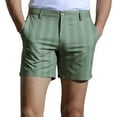 thumbnail image 2 of MIUOWANP Men's Cotton Casual Shorts with Pocket Striped Print Button Waist Shorts Pants Size XXL(12)Green, 2 of 4