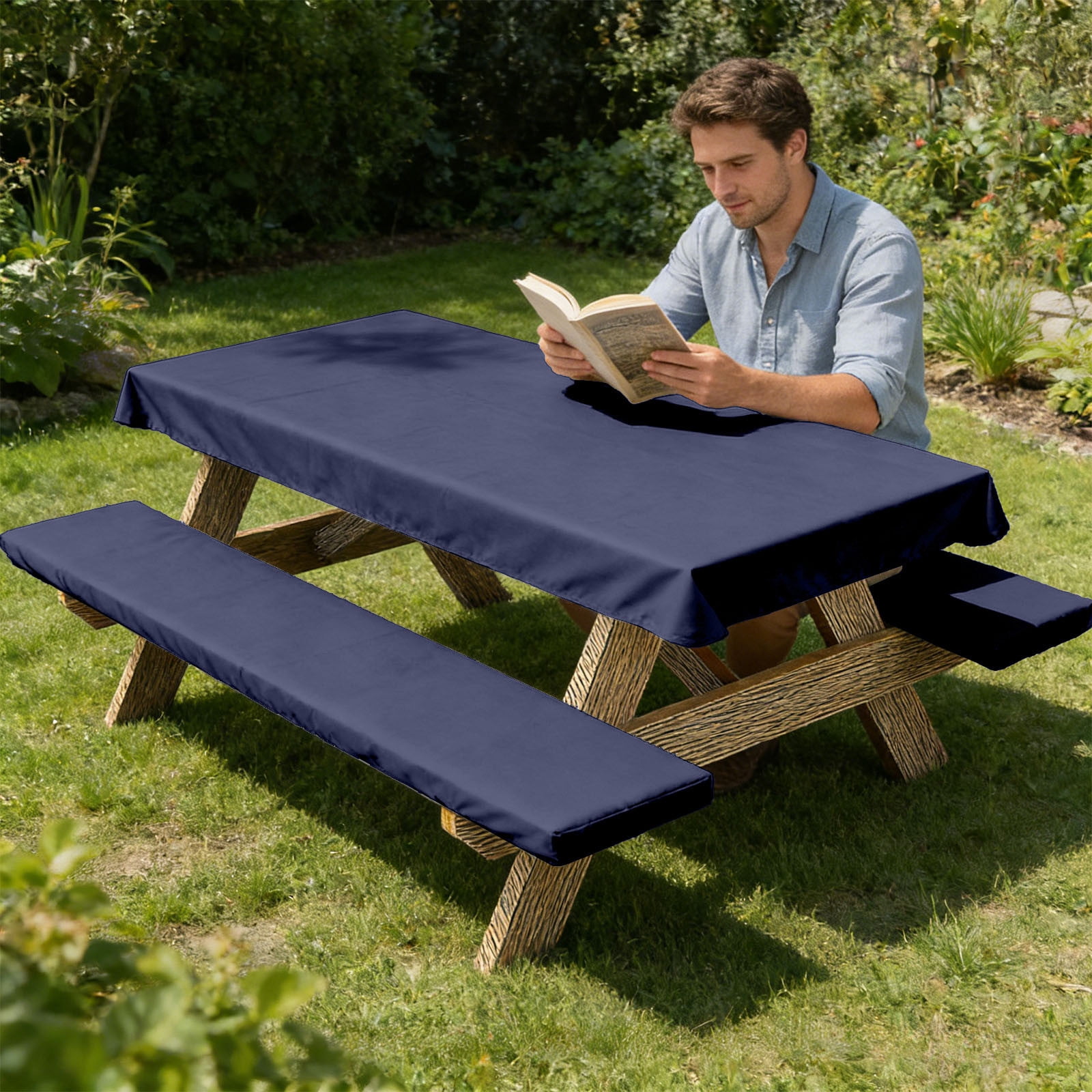 DagobertNiko 3 PCS Patio Furniture Cover Set, Waterproof Outdoor Table and Bench Covers for Picnic Table, Heavy Duty Protector Against Rain Snow UV, Fits Standard Picnic Table and Benches