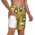 thumbnail image 3 of Goofa Cartoon Bear Yellow Printed Men's Swim Trunks Board Shorts Quick Dry Mens Swimming Trunks with Compression Liner,Breathable Fit Hawaii Beach Shorts-Small, 3 of 9