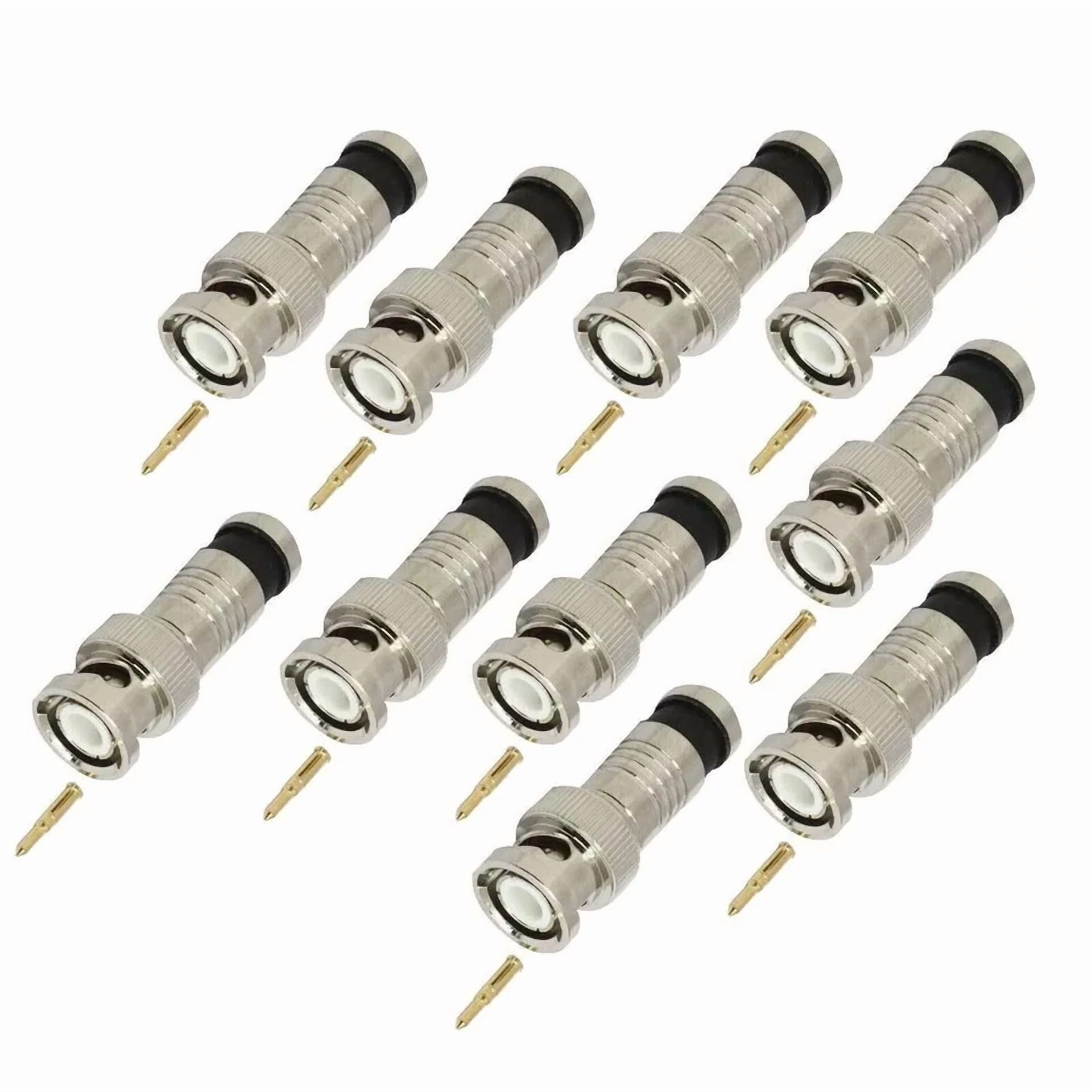 20x BNC Male Twist-On Connectors – For RG6 Coax Cable CCTV Camera DVR