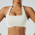 thumbnail image 3 of Bigersell Cami Bras for Women Ribbed Workout Bras Crop Tank Tops Ladies Strappy Back Sports Bras U-Neck Running Yoga Bra No Underwire Padded Bralettes Pullover Bras White L, 3 of 6